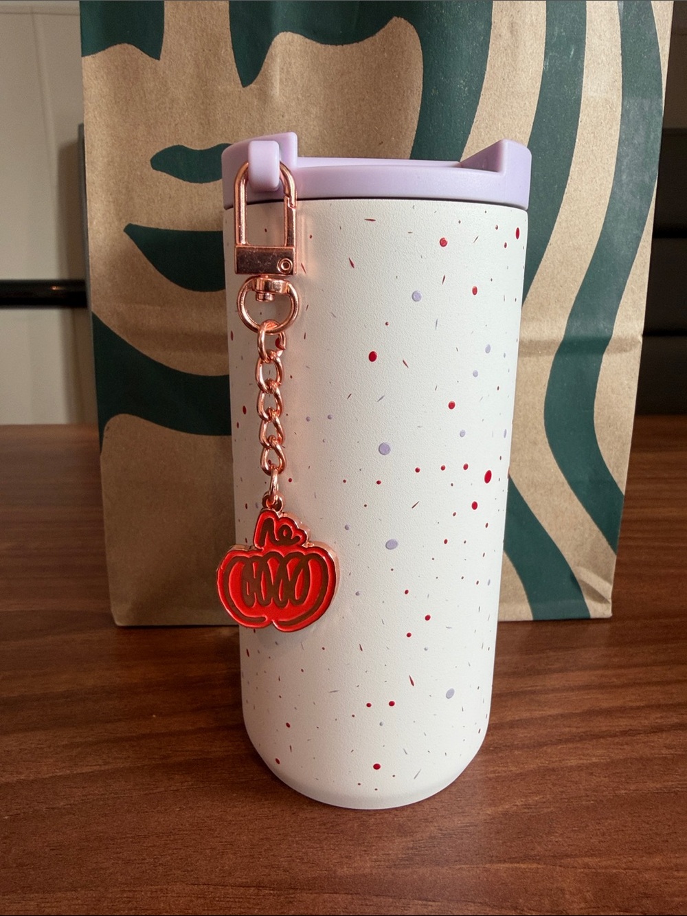🧡💜 Starbucks Pumpkin Spice Latte Pumpkin Charm Tumbler, 12 oz, NWT